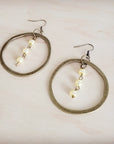 Western Copper Hoop Earrings w/ Champagne Pearl Beads 200bu