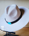 **Brown Cognac or Black Leather Hat Band Only w/ Turquoise Slab 950x