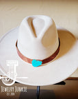 Boho Western Felt Hat w/ Choice of Leather Hat Band w/ Turquoise Slab-Bone 980i