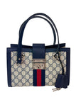 Gucci GG Supreme Dollar Calfskin Web Small Padlock Navy Tote