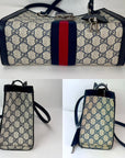 Gucci GG Supreme Dollar Calfskin Web Small Padlock Navy Tote