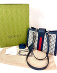 Gucci GG Supreme Dollar Calfskin Web Small Padlock Navy Tote