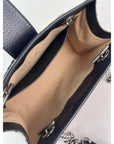Gucci GG Supreme Dollar Calfskin Web Small Padlock Navy Tote
