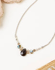 Smoky Quartz, Crystal and Abalone Necklace