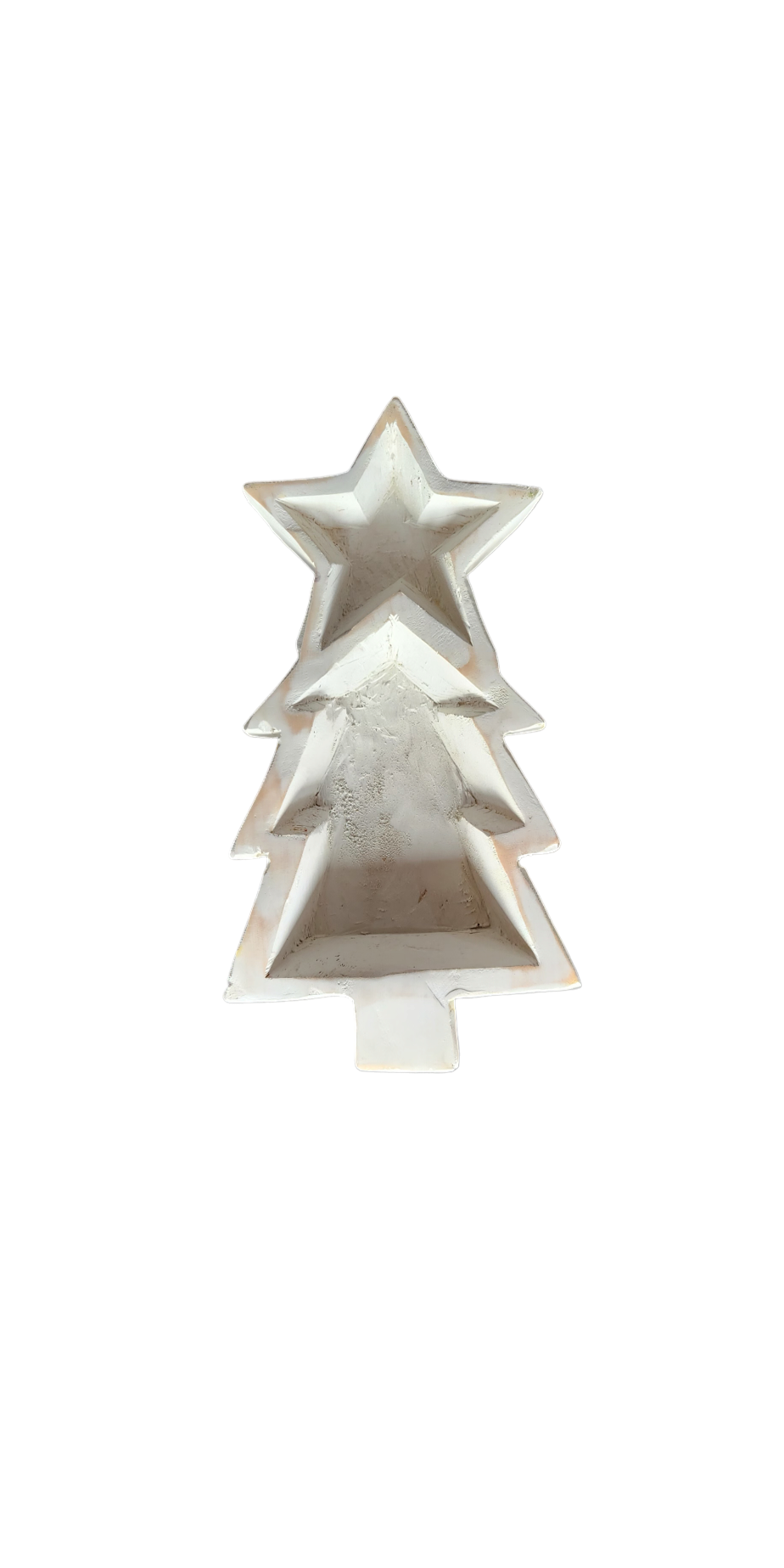 Large Christmas tree with star wood bowl