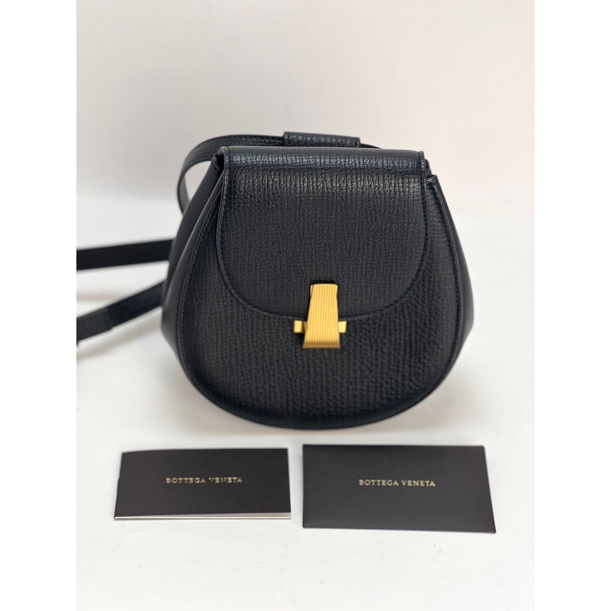 Bottega Veneta Palmellato Calfskin Rounded Black Belt Bag