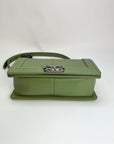 Chanel Calfskin Chevron Quilted Medium Boy Flap Light Green Bag