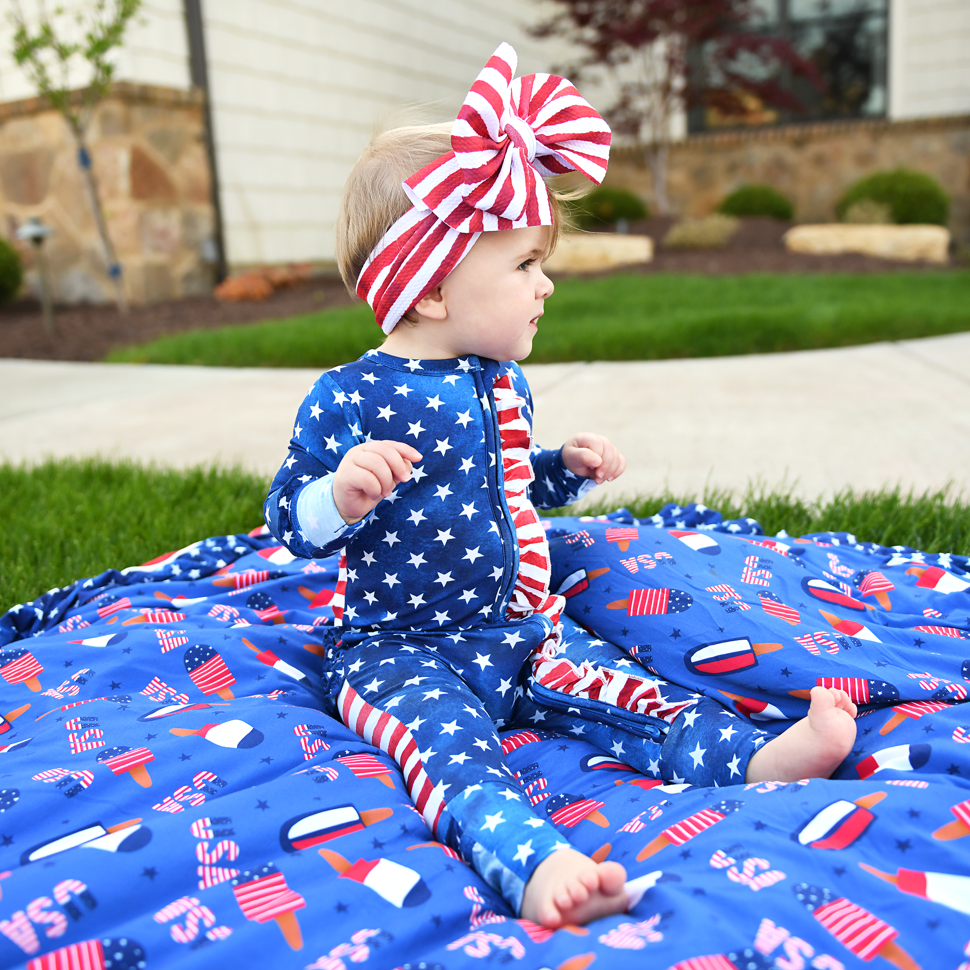 Tie Dye Stars &amp; Stripes Ruffle ZIP