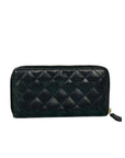 Chanel Caviar Quilted Large Gusset  Zip Around Black Wallet