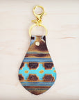 Embossed Leather Key Chain - Blue Navajo 700a