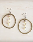 Western Copper Hoop Earrings w/ Champagne Pearl Beads 200bu
