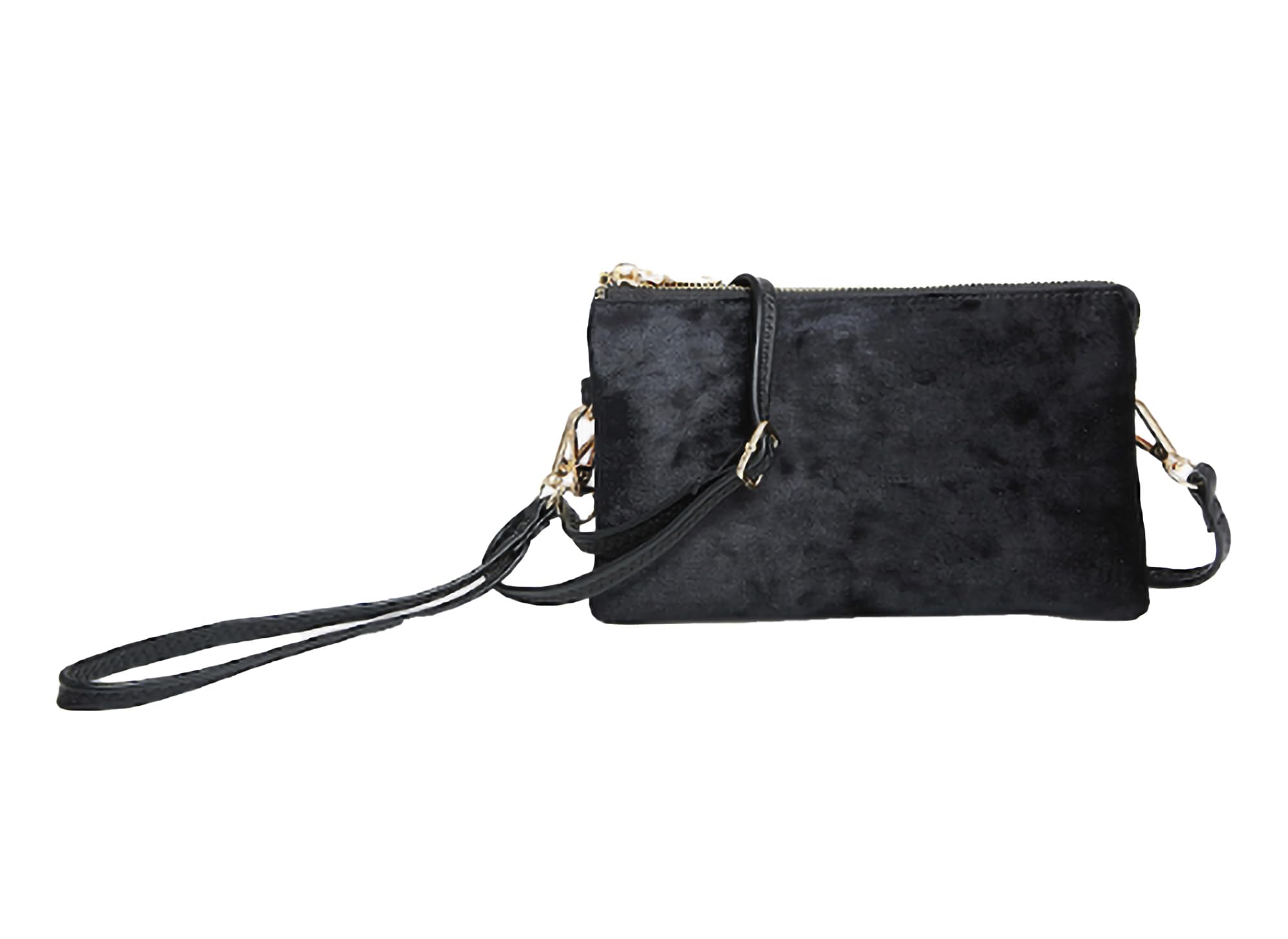 JEN &amp; CO Riley Black Velvet Wristlet/Crossbody Purse