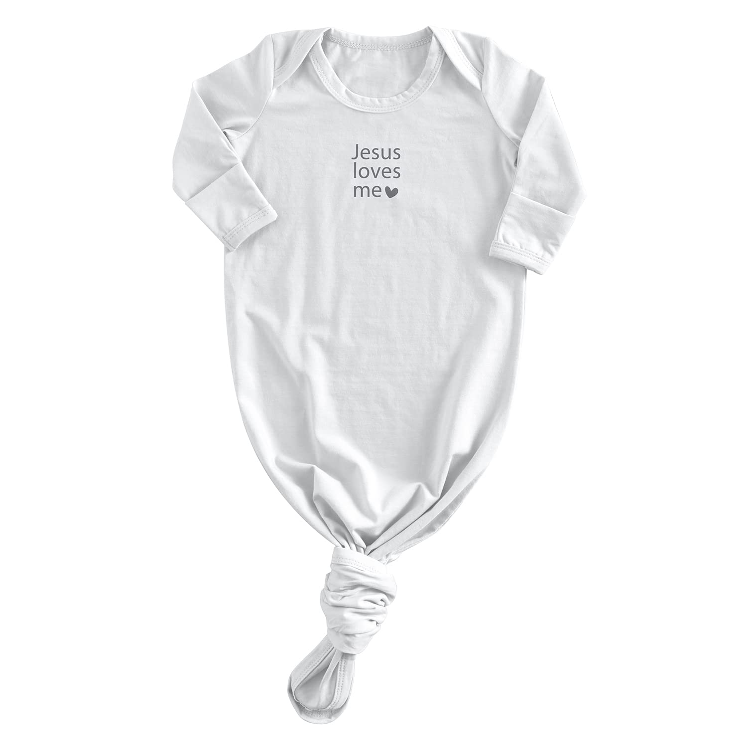 Jesus Loves Me Knotted Baby Gown (Newborn)
