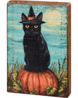 Black Cat Witch Block Sign