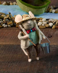 Felt Fishing Mouse Critter Ornament