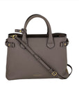 Burberry Banner House Check Leather Canvas Medium Hand Shoulder Bag