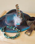 Genuine HuBei Turquoise & Copper Triple Strand Necklace 259t