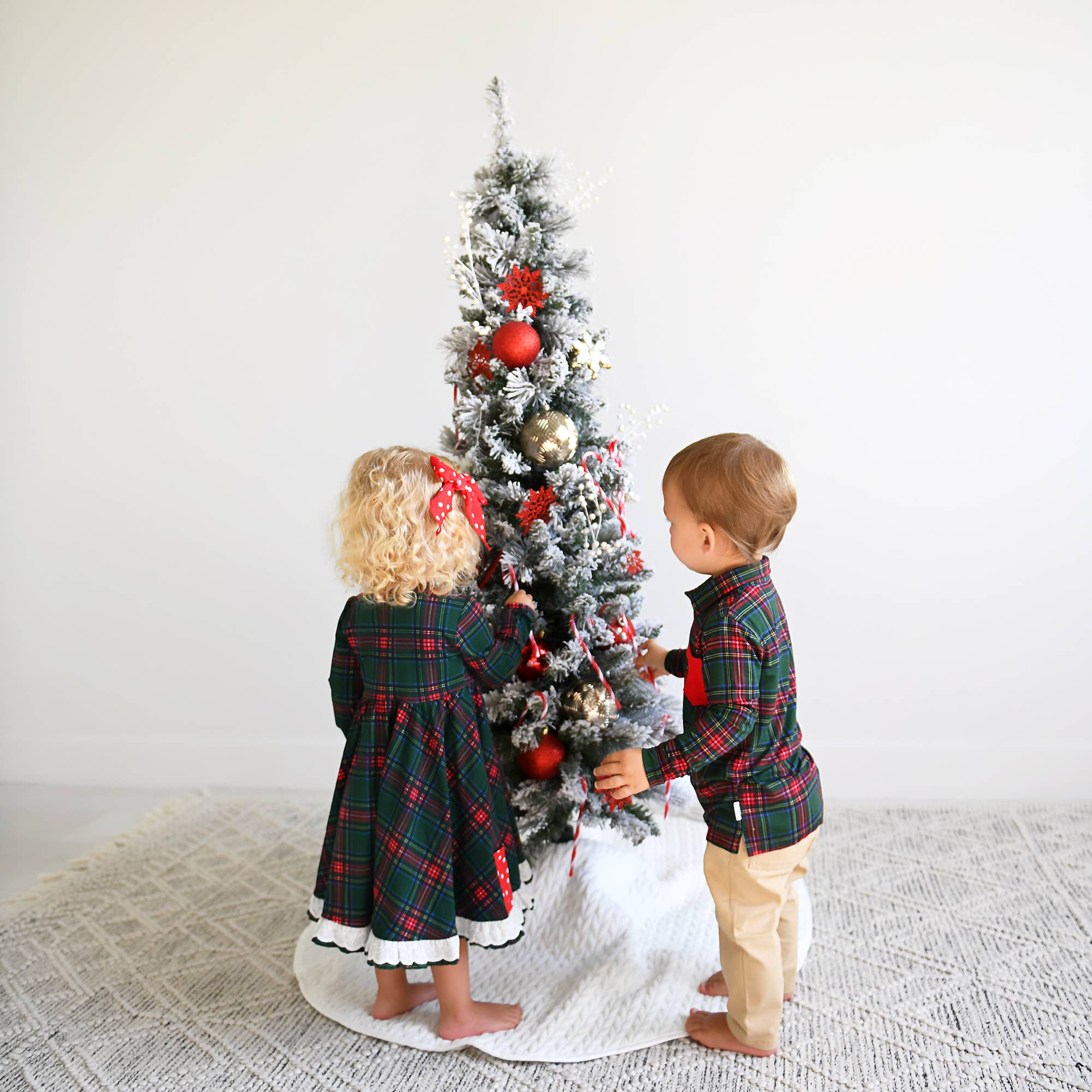 Kane Tartan &amp; Ruby Dot Button Dress Christmas Tartan