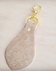 Hair-on-Hide Leather Key Chain - Light Tan 703j