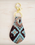 Embossed Leather Key Chain - Turquoise Navajo 700b