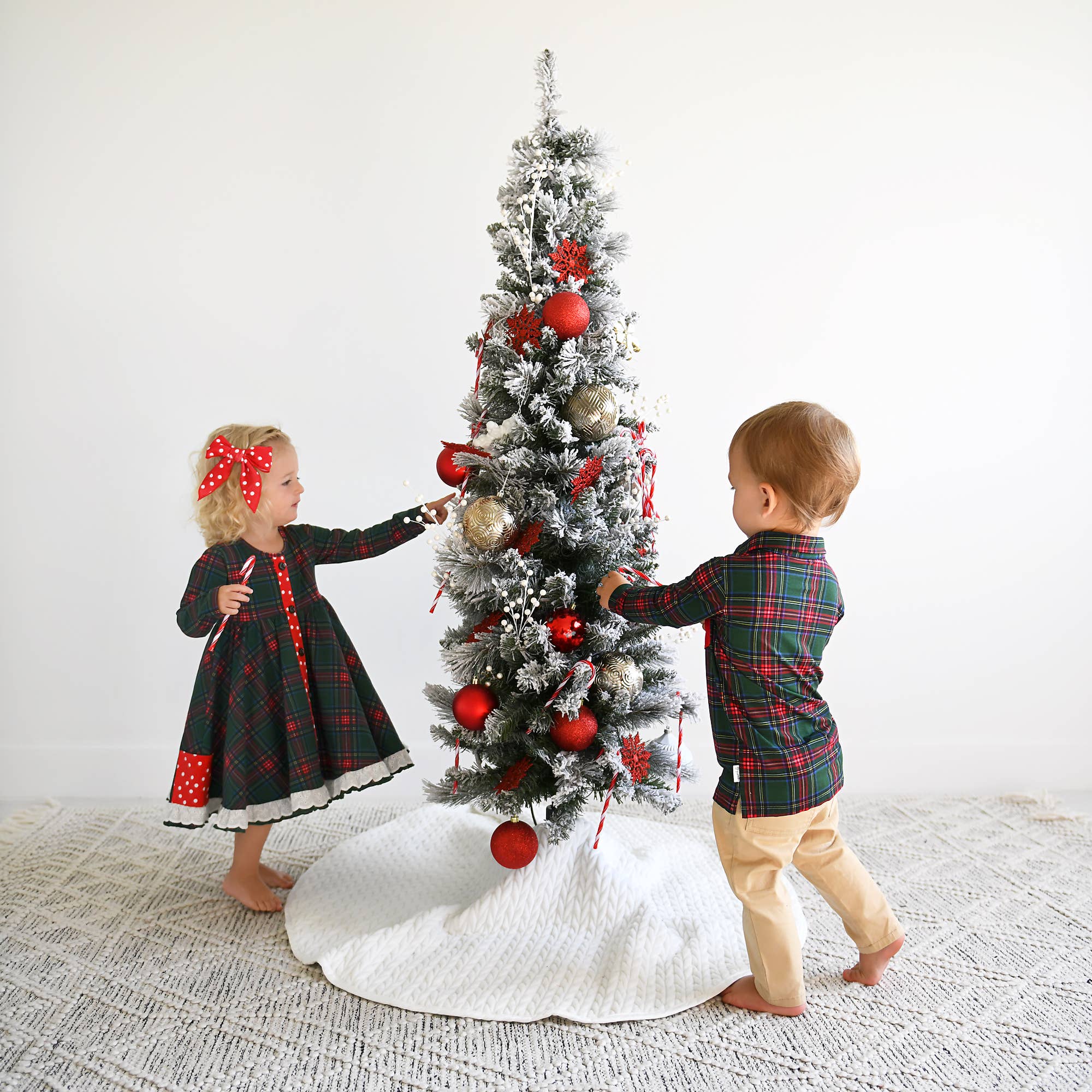 Kane Tartan &amp; Ruby Dot Button Dress Christmas Tartan