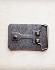 **Rectangle Sandy White Floral Leather Belt Buckle 906ff