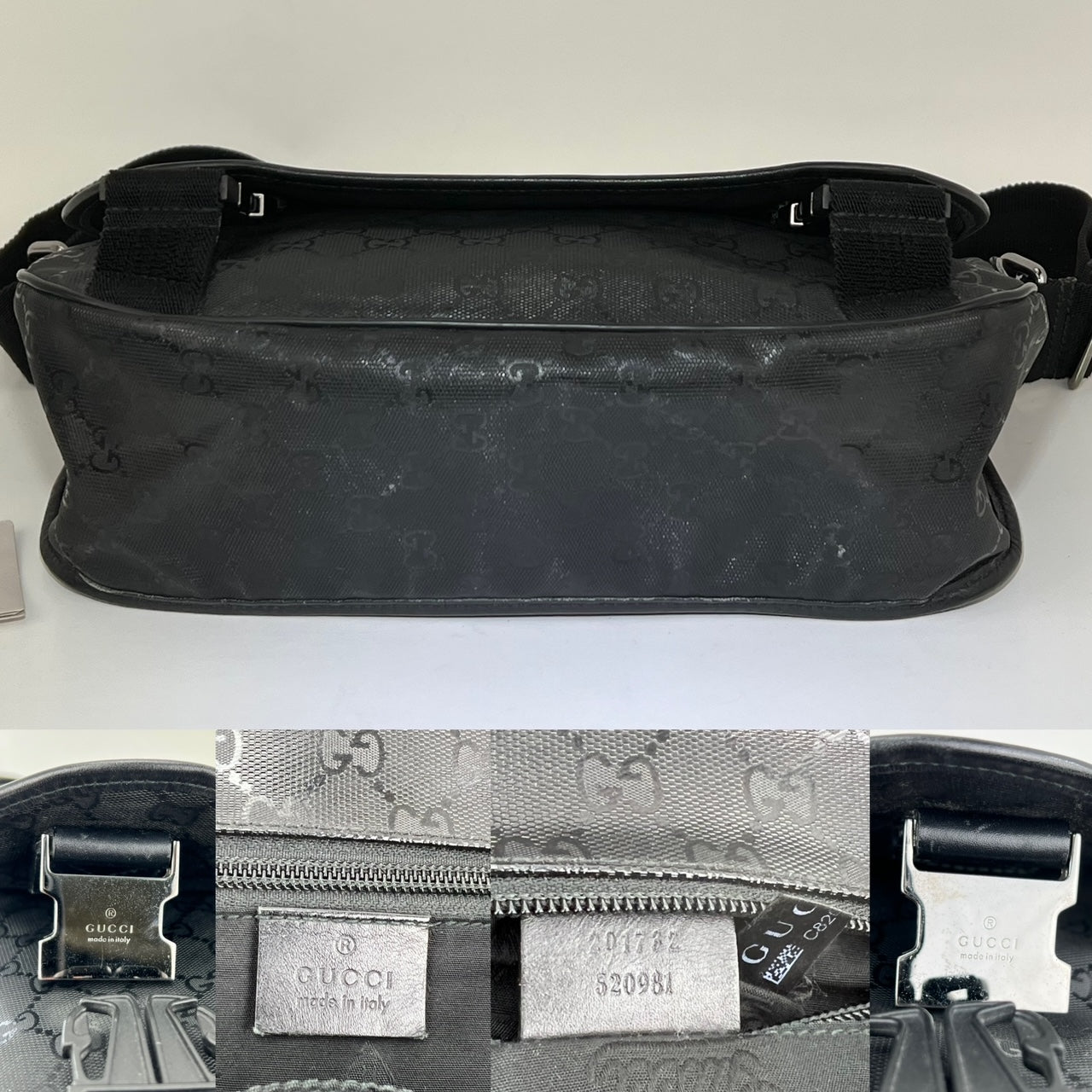 Gucci Men&#39;s Messenger GG Supreme Canvas Double Buckle Flap Crossbody Men&#39;s Bag Preowned