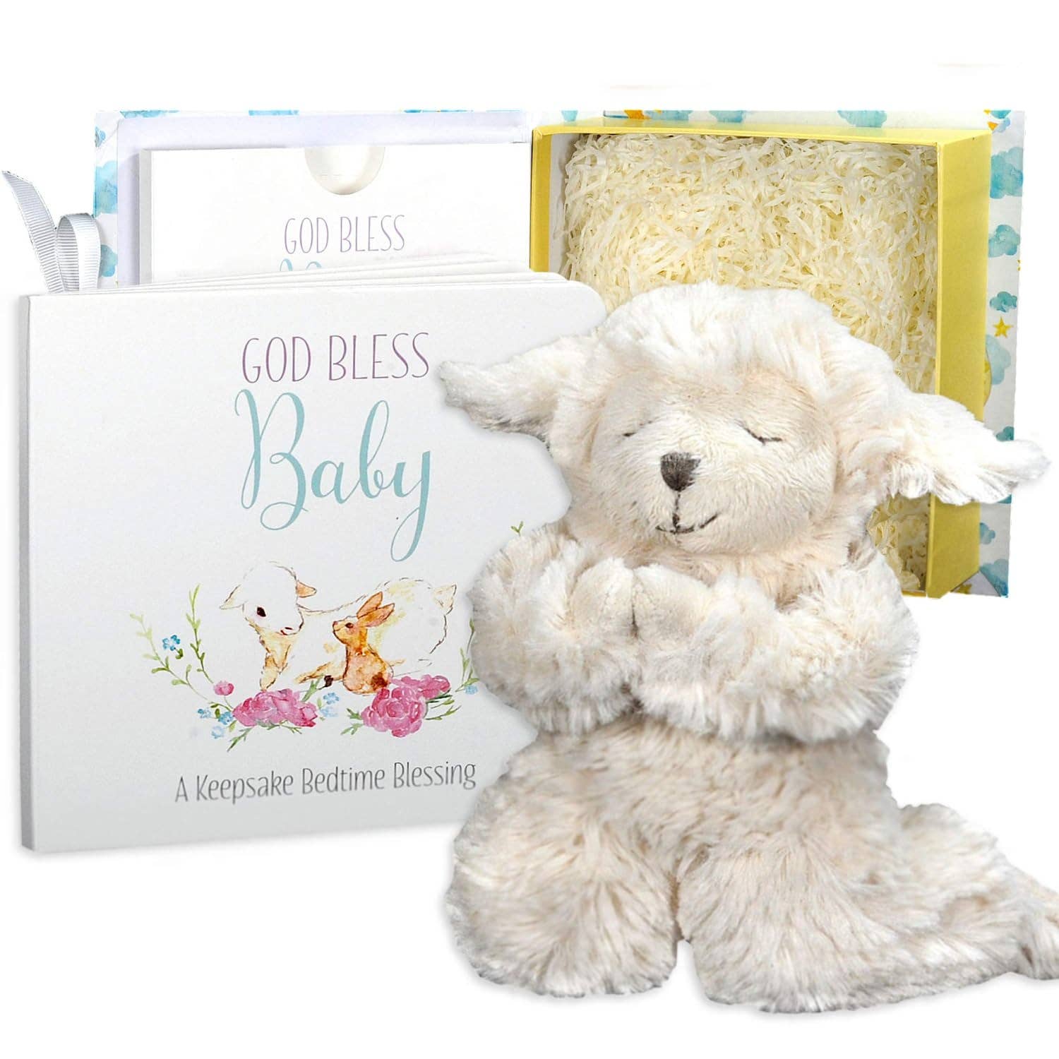 God Bless Baby Praying Lamb and Book Gift Set