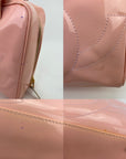 Chanel Triple CC Logo Medium Pink Patent Leather Tote Shoulder Bag Pre owned