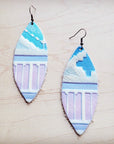**Narrow Oval Leather Earrings in Pastel Navajo 224u
