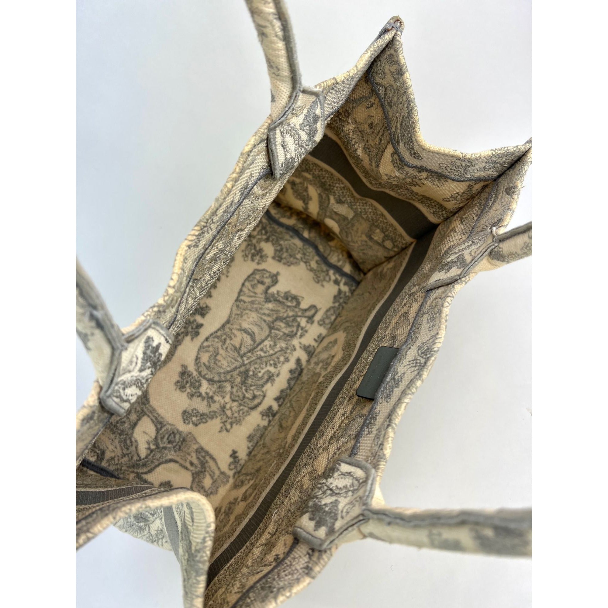 Dior Medium Book Tote Toile de Jouy Ecru and Gray Embroidery