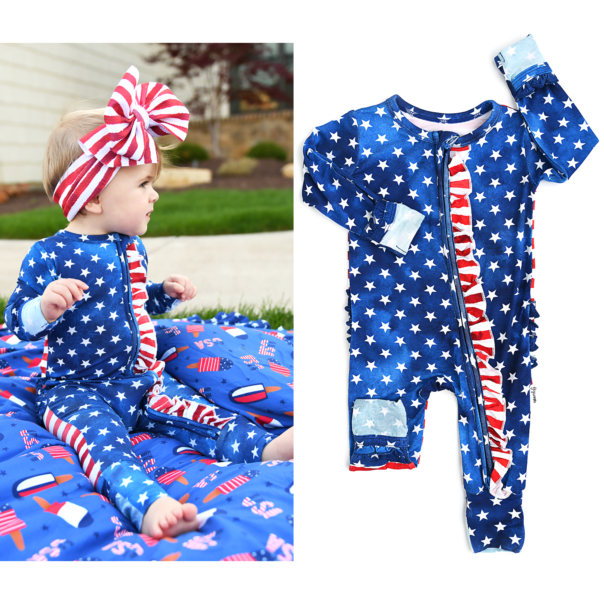 Tie Dye Stars &amp; Stripes Ruffle ZIP