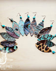Dallas Turquoise Leather Oval Dangle Earrings with Accent