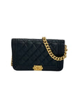 Chanel Caviar Quilted Mini Boy Clutch Wallet on a Chain Black