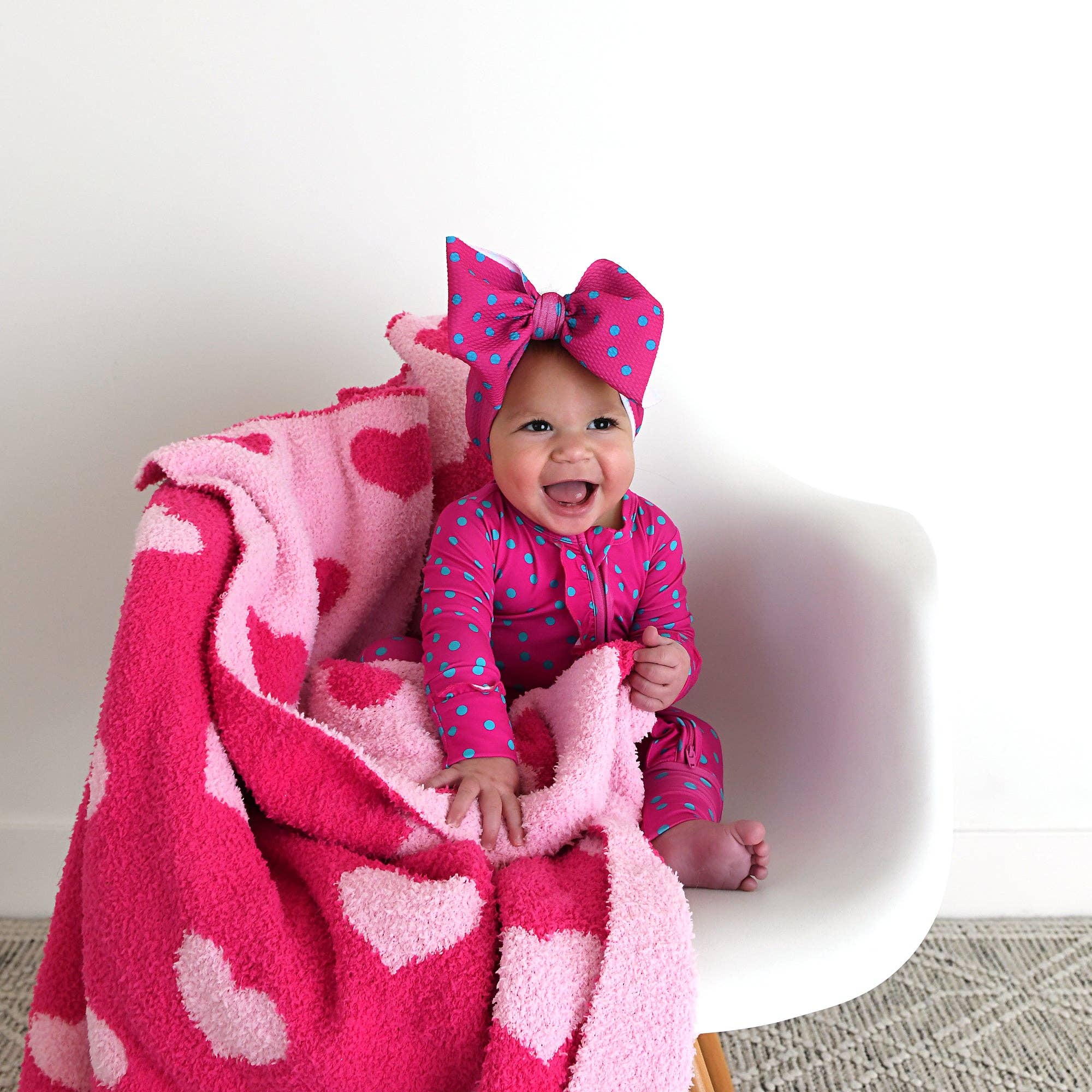 Evelyn Dot Ruffle Zip Bamboo Valentines Day Baby Outfit Dot