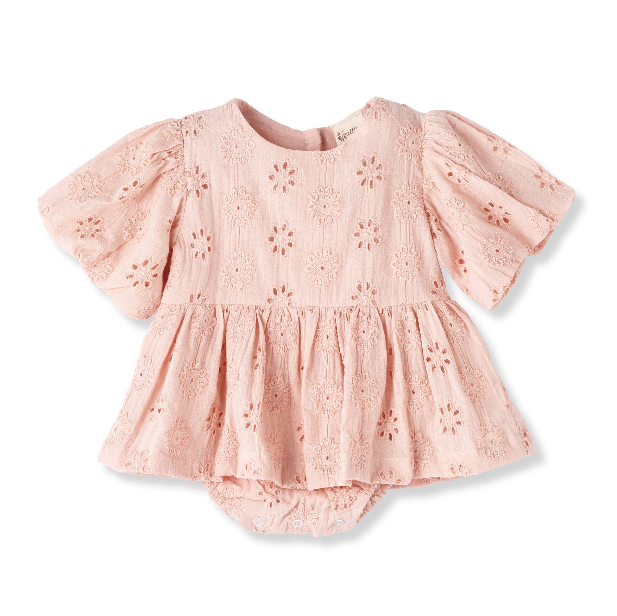 Tesa Babe Pink Eyelet Cotton Skirted Bodysuit