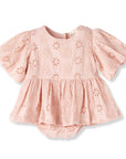 Tesa Babe Pink Eyelet Cotton Skirted Bodysuit