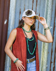 Natural Turquoise with Leather Cord Necklace 250v