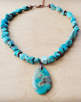 Chunky Turquoise Necklace w/ Natural Teardrop Pendant 249m