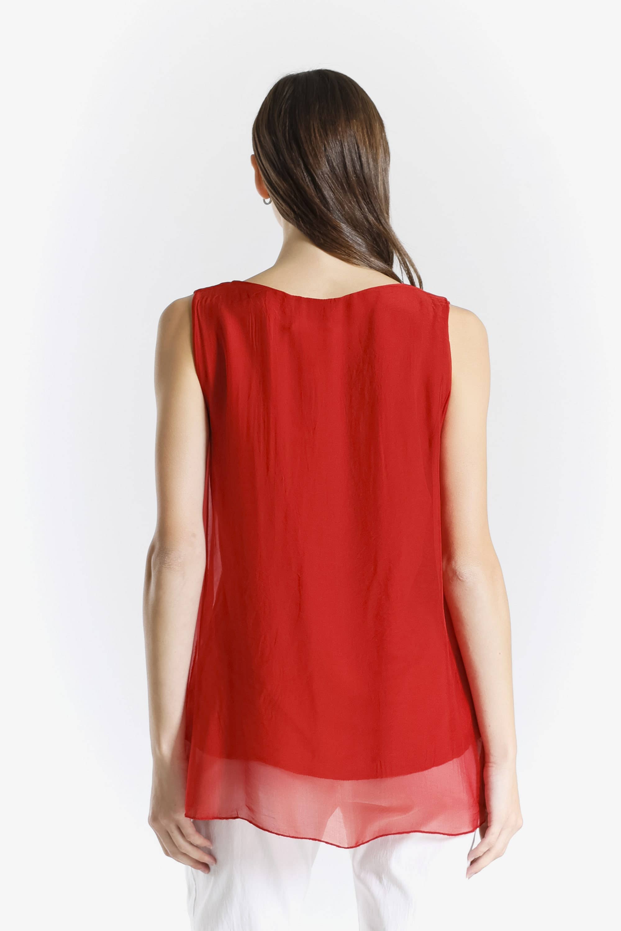 Tina Stephens Made In Italy Dina Silk V-Neck Tank