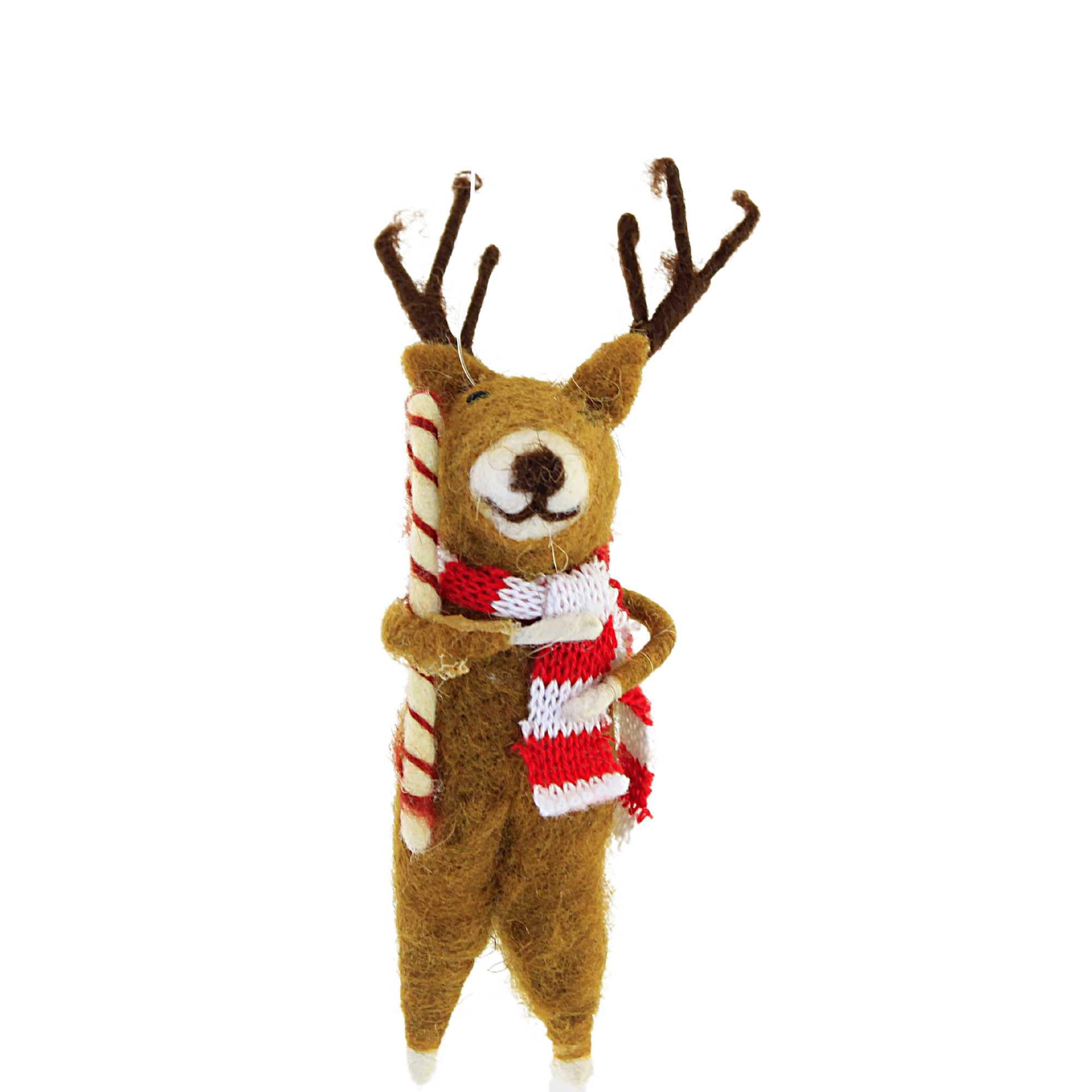 Reindeer with Candy Cane Ornament