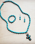**Turquoise Blue Melon Beaded Stretch Bracelet 809g