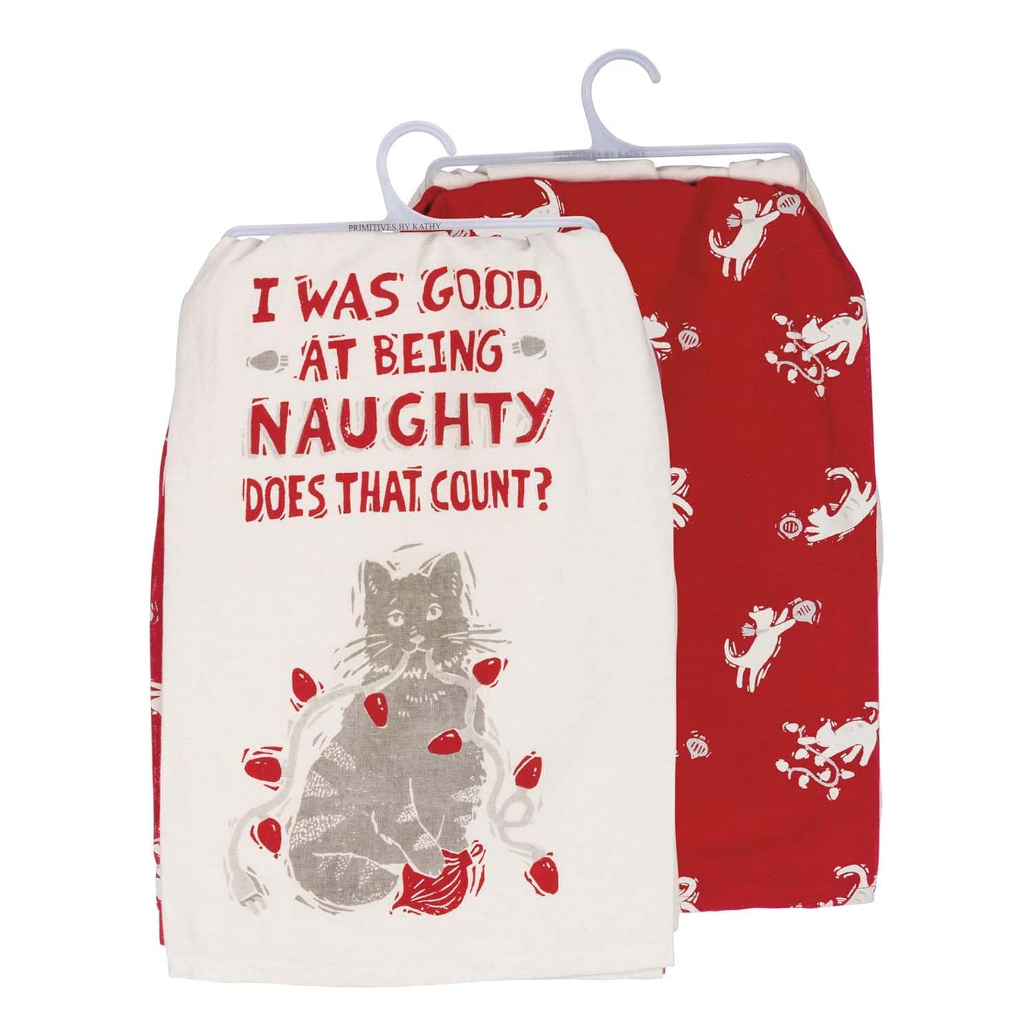 Good at Being Naughty Christmas Cat Hand Towel