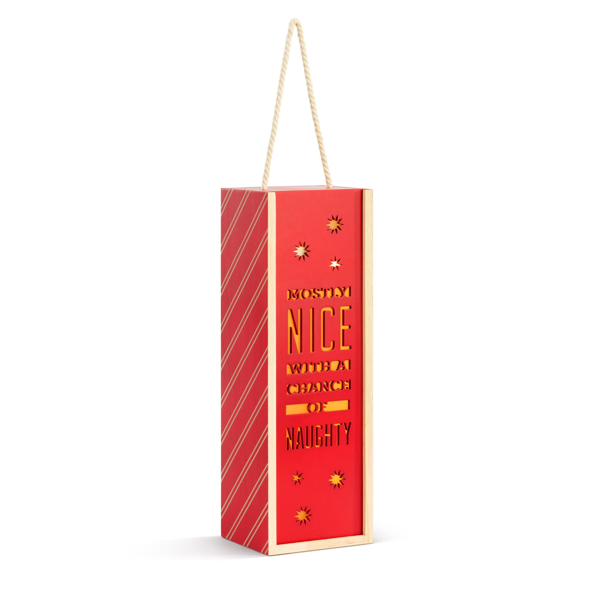 Mostly Nice With A Chance of Naughty Christmas Wine Caddy Lantern