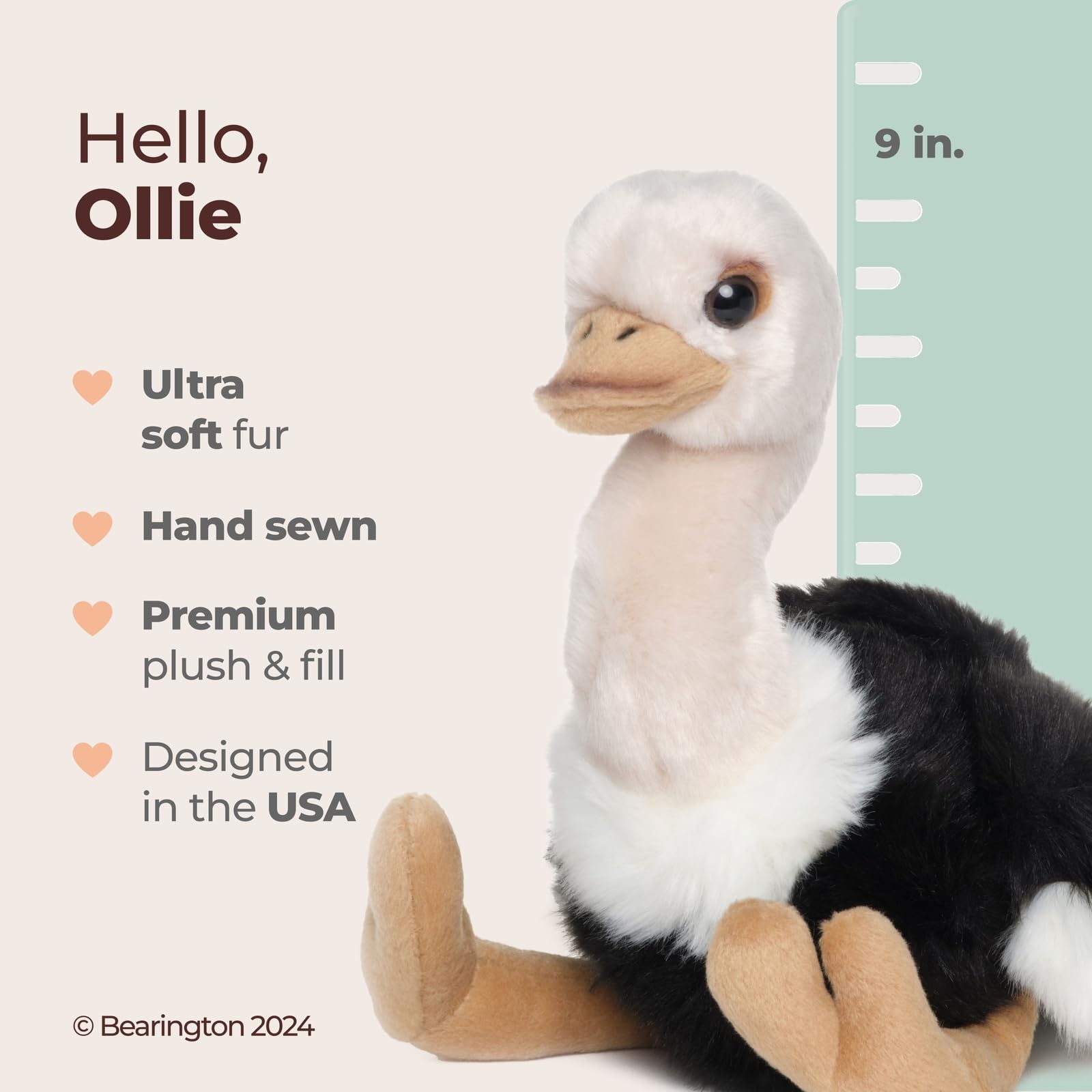 Bearington Baby Ollie Ostrich Stuffed Animal