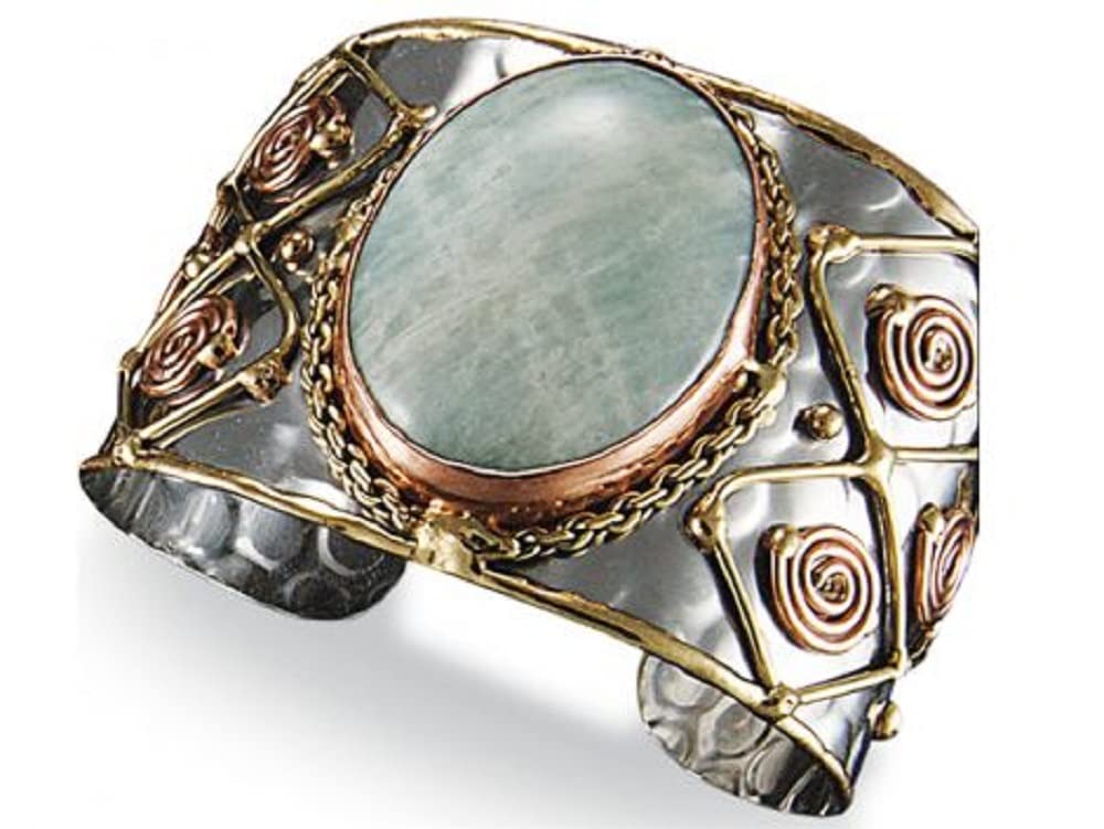 Anju Mixed Metal Amazonite Cuff Bracelet