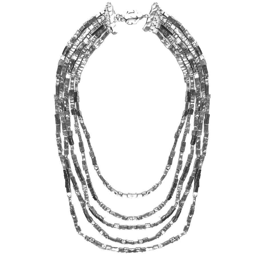 Multi layer statement necklace in gold or silver