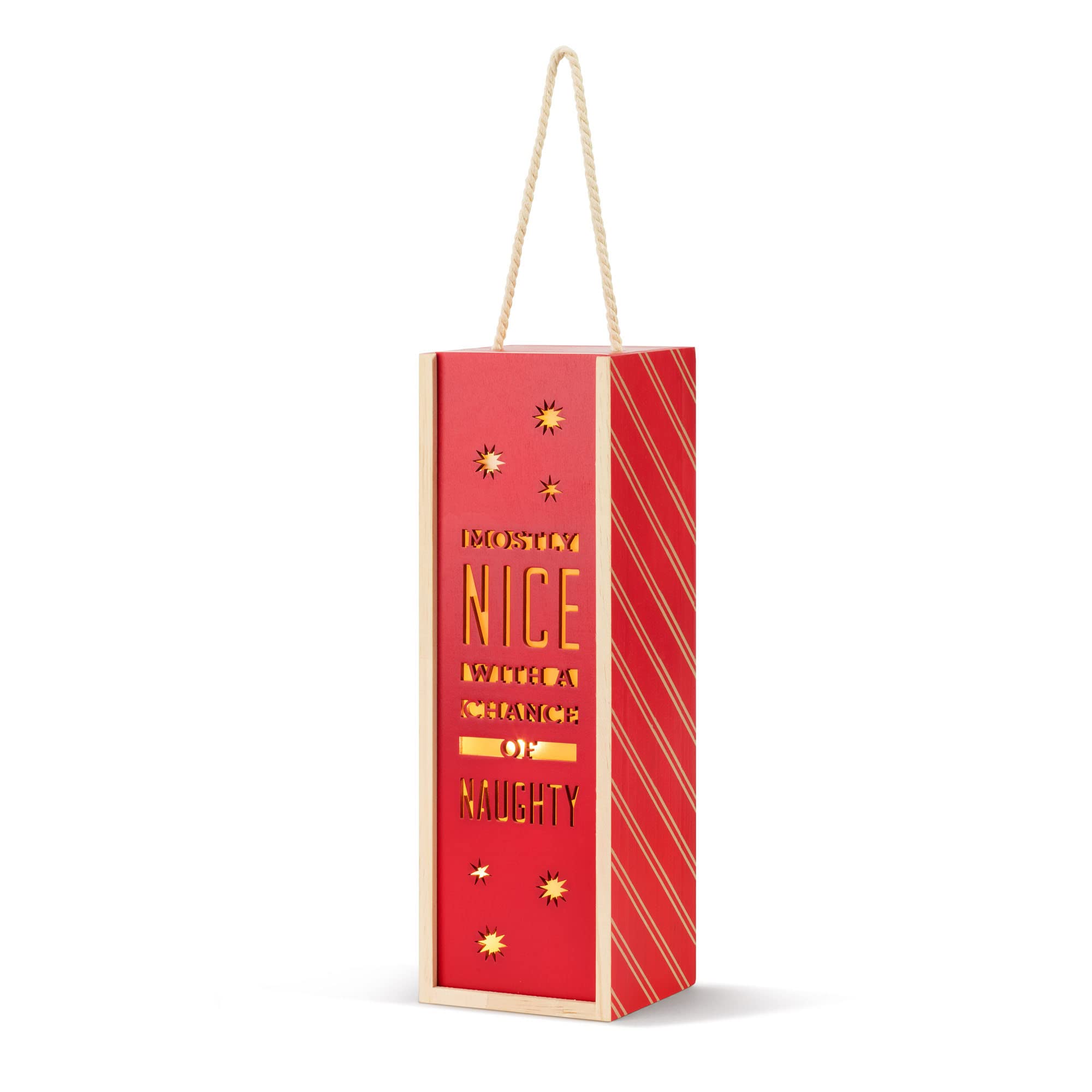 Mostly Nice With A Chance of Naughty Christmas Wine Caddy Lantern