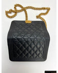 Chanel Caviar Quilted Mini Boy Clutch Wallet on a Chain Black
