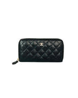 Chanel Caviar Quilted Large Gusset  Zip Around Black Wallet